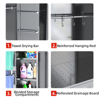 Armoire de rangement extérieure en acier inoxydable à double porte verrouillable pour usage scolaire, outils de jardin, balais et matériel de nettoyage – Design contemporain