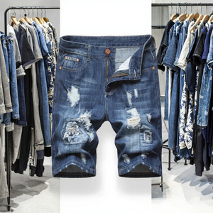 Shorts Vaqueros de Mezclilla para Hombre, Estilo Vintage, Corte Recto, Desgastados, Lavado Claro, Cintura Media, Ajustados, Estilo Urbano para Verano, Marca Lupin Felt - Product Image 3