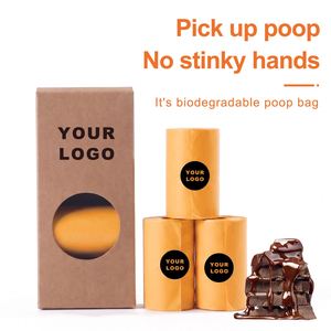 Sacs à déjections canines biodégradables, compostables, durables, parfumés, 8 rouleaux, 120 sacs par boîte, fabrication OEM - Product Image 1