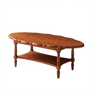 Table basse rétro française en bois massif à double niveau de rangement, style pétale, pour salon et usage domestique, nouveau style 2026 - Product Image 4