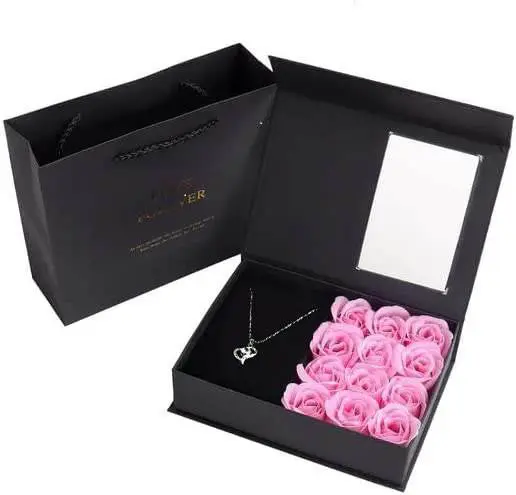 Kemasan bunga mawar cinta papan abu-abu 1200GSM kotak hadiah Hari Valentine untuk kemasan