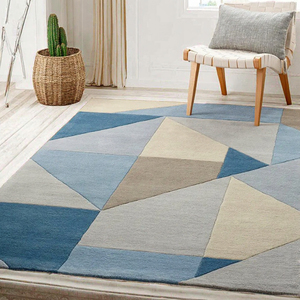 Tapis personnalisé moderne en laine fabriqué à la machine, imprimé en 3D, pour salon, avec dos antidérapant - Product Image 3