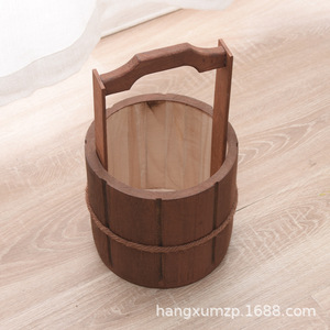 Cubo de madera redondo hecho a mano para accesorios del Día del Niño, para fotomatón - Product Image 3