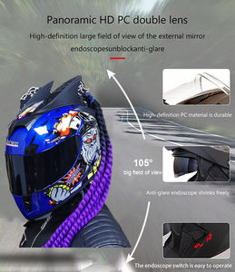 탄소 섬유 오토바이 헬멧 풀 페이스 커버 플립 업 액세서리 헬멧 클래식 레트로 스마트 남성용 - Product Image 3