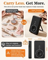 Batterie externe magnétique 5-en-1 5000 mAh, chargeur sans fil portable, support miroir, télécommande Bluetooth, porte-cartes, compatible MagSafe, idéal pour les voyages