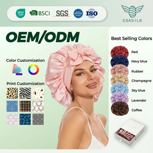 Bonnet de nuit turban de luxe pour femme en soie de mûrier 100% grade 6A, doux et respirant, pour protéger les cheveux, emballage personnalisé pour cadeau, vente en gros - Product Image 1