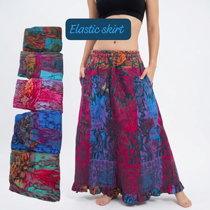 Wholesale Indian Women's Breathable <b>Winter</b> Vintage Wool/Acrylic Bohemian Hippie Style Floor-Length Wrap <b>Skirt</b> Printed Elastic - Product Image 1