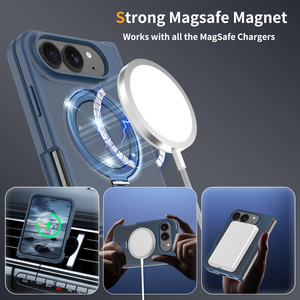 Étui de téléphone magnétique bleu soyeux et lisse de qualité supérieure pour <span class=keywords><strong>iPhone</strong></span> 18 Fold avec 120 [unités/points/points de référence] °   Support de raquette avec logo personnalisé et emballage à motif - Product Image 3