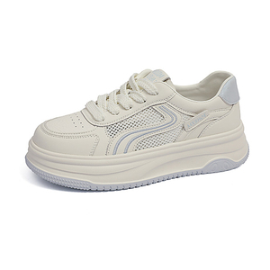 Zapatillas Deportivas Blancas de Cuero y Malla Transpirable para Mujer, Verano 2026, Suela Gruesa, Diseño Simple y Versátil, con Plataforma para Aumentar la Estatura - Product Image 2