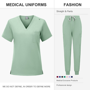 Unisex Medical <b>Scrub</b> Set Moisture Wicking Knitted Split Uniforms For Veterinary Dentist Nurse Workwear S XXL - Product Image 5