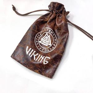 Estuche de Cuero Marrón con Runas Nórdicas Valknut, Bolsa de Regalo Personalizable con Temática Vikinga, Logotipo para Regalo de Joyería de Temática Vikinga - Product Image 2