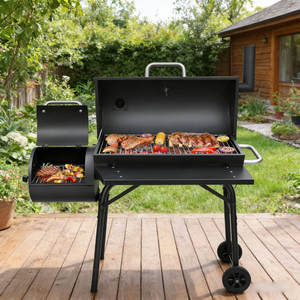 Barbecue au charbon léger sans fumée pour plus de 5 personnes, avec chariot et <span class=keywords><strong>cheminée</strong></span>, modèle Black Barrel - Product Image 6
