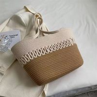 Sac à main en corde de coton - Sac de plage tissé d'été pour femmes Design polyvalent et décontracté avec poignée et bandoulière Sac en paille