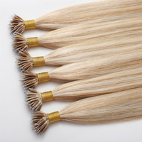 Extensiones de Cabello con Anillas Nano de Queratina, Grado 12A, Cabello Humano Brasileño Remy de Primera Calidad, Doble Trama, 100% Natural para Salón