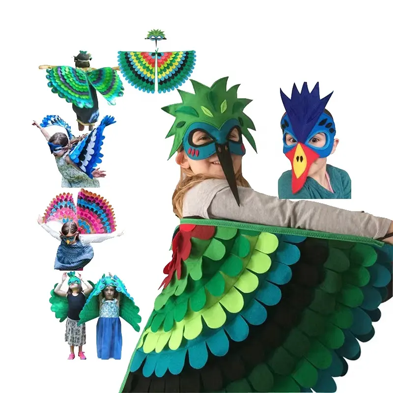 Kids Dier Kostuum Birds Vilt Wings Design Leuke Cosplay Halloween Kostuums Cape En Masker Vlindervleugel Kostuum Voor Kinderen
