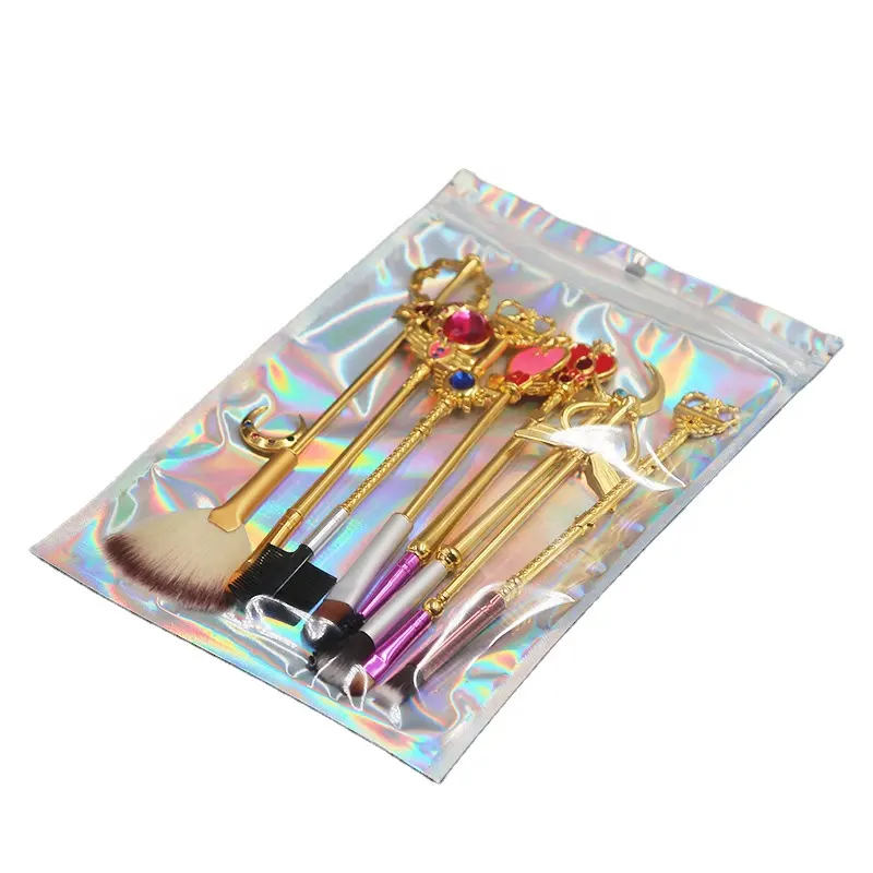 Laser Hologram Plastic Ziplock Holographic Cosmetic Makeup Lip Gloss Packaging Bags