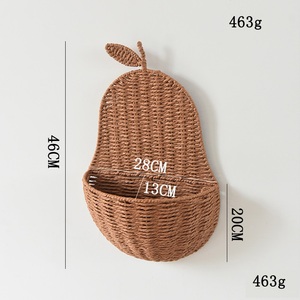 Pear Shade Luxury Eco-Friendly Wicker Rattan <strong>Wall</strong> Hanging Flower Woven <strong>Storage</strong> <strong>Basket</strong> for Entrance Small Subjects - Product Image 1