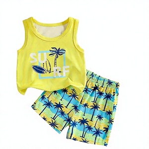 Qingli OEM Personalizzato Fabbrica Senza Tariffe 2026 Nuovo Set Estivo Personalizzato per Bambini con Stampa Cartoon <span class=keywords><strong>Surf</strong></span> in Seta di Latte, Canotta e Pantaloncini Casual - Product Image 1