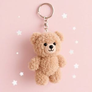 Llavero de peluche suave personalizado con forma de oso de peluche, de <span class=keywords><strong>pelo</strong></span> rizado y esponjoso, bonito llavero de animal, perfecto como adorno para bolso o decoración de coche - Product Image 1