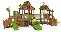 Maison de jeu en bois extérieure pour enfants jouet maison terrains de jeux multifonctionnels combinaison toboggan escalade sable piscine parc d'attractions