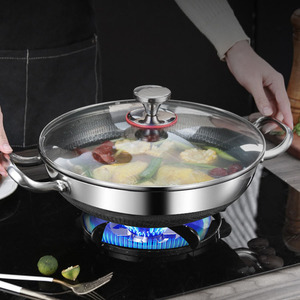 Premium Thickened Stainless Steel Honeycomb Deep Saute Pan Nonstick Multi-purpose Soup Cooking Pot with Tempered Glass Lid - Product Image 3