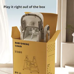 Kursi Makan Bayi Elektrik Plastik Portabel Multi-Fungsi Lipat Rebah Goyang Pengaman 0-12 Bulan 2-in-1 Kursi Makan dan Goyang - Product Image 3
