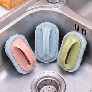 Kitchen <b>Sponge</b> Scrubber With <b>Handle</b> Thickened Design For Pots And Pans Cleaning Blue Green Pink - Product Image 2