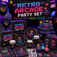 Maßgefertigte Plastik-Event-Deko Retro-Arcade-Spiel Geburtstagsparty-Zubehör Pixel-Themen-Dekorationen Geschenktüten
