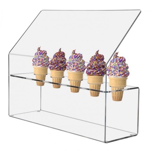 Custom Handmade 5-Hole Clear Acrylic Ice Cream Cone Holder Stand & <b>Display</b> <b>Case</b> with 3~20mm Thickness Yageli Brand - Product Image 2