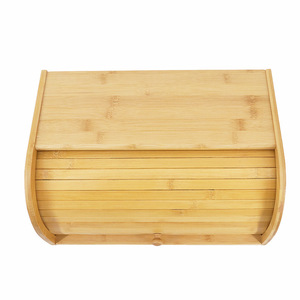 Boîte à pain en bambou à 1 étage, conteneur de rangement enroulable pour cuisine, aliments, gâteaux, pain - Product Image 2