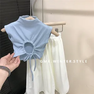 Nueva <span class=keywords><strong>moda</strong></span> 2 uds. Conjuntos de ropa para niñas sólido sin mangas sin espalda Top de punto + Pantalones sueltos casuales trajes para niñas - Product Image 5