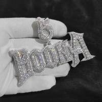NUOYA Bijoux Hip Hop personnalisés Pendentif nom en diamant glacé Pendentif lettre personnalisé en diamant brillant