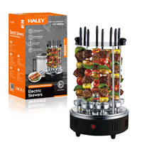 HALEY 1200W 8 brochettes en acier inoxydable, grill à kebab rotatif à 360 degrés, barbecue électrique pour usage domestique