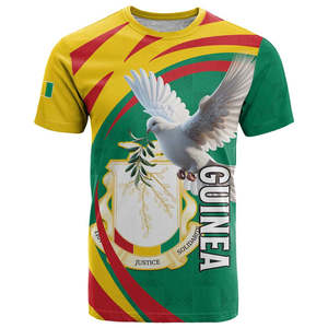 Camiseta al por Mayor de Alta Calidad del Día de la Independencia de Guinea Conakry con el Escudo de Armas y Paloma, Camiseta Personalizada para Hombre - Product Image 1