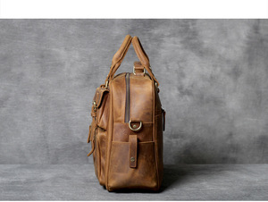 Sacs de voyage Vintage en cuir véritable pour hommes, sacoches à bandoulière carrées multi-poches - Product Image 3