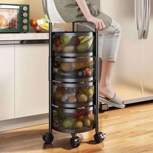 Étagère de rangement multi-niveaux sur pied pour la maison, étagère de rangement rotative circulaire, étagère de rangement en métal pour fruits et légumes de cuisine - Product Image 5