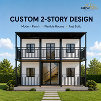 Rumah Kontainer Modular Prefab 2 Lantai Gaya Farmhouse NewGen Tiny Homes Konstruksi Panel Sandwich Desain Eropa Tahan Api