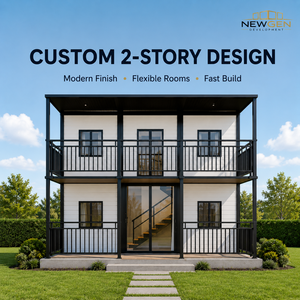 Casas Pequeñas NewGen, Casa Prefabricada Modular de 2 Pisos Estilo Granja, Construcción con Panel Sándwich, Diseño Europeo, Resistente al Fuego - Product Image 1