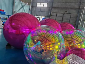Bola inflável decorativa comercial de PVC para entrega de festival, bola inflável espelhada grande e brilhante
