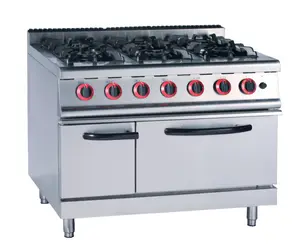 Woomaster thương mại nấu ăn gas phạm vi với lò nướng thép không gỉ bếp phạm vi bếp 6-burner gas phạm vi với gas/lò nướng điện