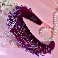 YouLaPan – bandeaux en éponge à la mode pour femmes, avec strass violets, adaptés aux mariages, banquets, danses, accessoires pour cheveux, YXA279