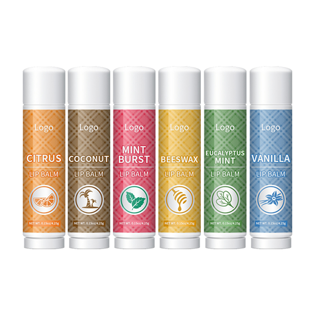 Wholesale Private Label Organic 6 Fruit Vegan Moisturizing Waterproof Lip Balm Natural Honey Apple Coconut Travel Size Lip Balm