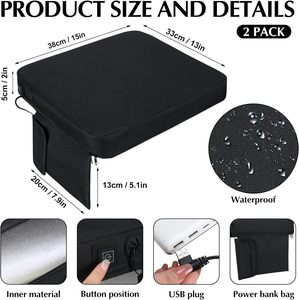 Housse de siège chauffante écologique pour grande zone chauffante <span class=keywords><strong>Coussin</strong></span> <span class=keywords><strong>chauffant</strong></span> pour thérapie 2 pièces <span class=keywords><strong>Coussin</strong></span> de siège <span class=keywords><strong>chauffant</strong></span> USB portable - Product Image 5
