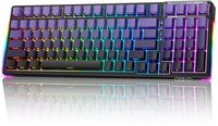 Teclado Mecánico Inalámbrico OEM ODM, Color Morado, Tamaño Completo, para Juegos, Tri-Modo, Bluetooth, 2.4G, USB-C, 8000mAh, Retroiluminación RGB, Programable