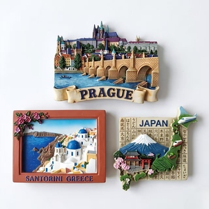 Aimant de réfrigérateur personnalisé promotionnel Santorin, paysage 3D de l'île grecque, aimant de réfrigérateur vue <span class=keywords><strong>mer</strong></span> <span class=keywords><strong>Égée</strong></span>, souvenirs pour les grossistes - Product Image 1