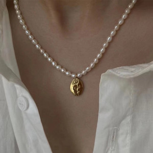 Collar de Perlas de Agua Dulce Naturales para Xiaomi, 3-4 mm, Luz Intensa, Moderno, con Patrón de Números, Cadena para Clavícula, Cuentas para Bebé - Product Image 4
