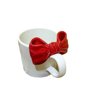 <span class=keywords><strong>Tazas</strong></span> de café de leche de agua de cerámica, <span class=keywords><strong>tazas</strong></span> de cerámica blancas sencillas con mango de lazo de mariposa <span class=keywords><strong>para</strong></span> niñas y mujeres, regalo - Product Image 1