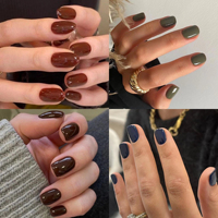 Lot de 24 faux ongles courts en amande couleur unie, à presser, en ABS réutilisable, avec logo personnalisé, OEM ODM, fourniture directe usine