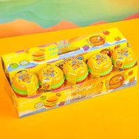 Permen Gummy Hamburger Rasa Buah Kustom Pabrik, Permen Lunak Kenyal dalam Kotak Burger Plastik, OEM Label Pribadi