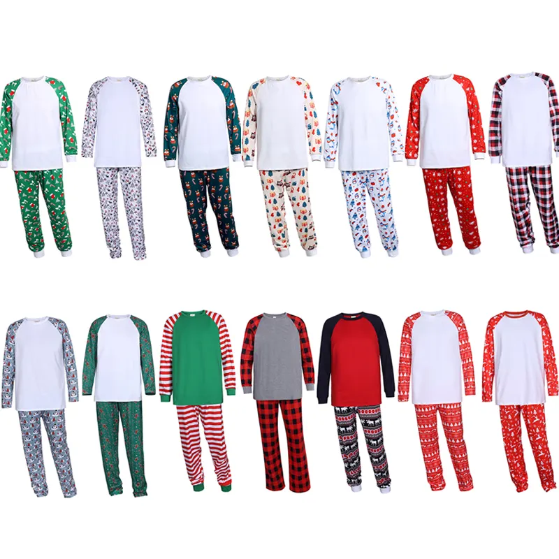 Custom Family Matching Christmas Pajamas Set Polyester Kids Tales Christmas Sublimation Blanks Clothes